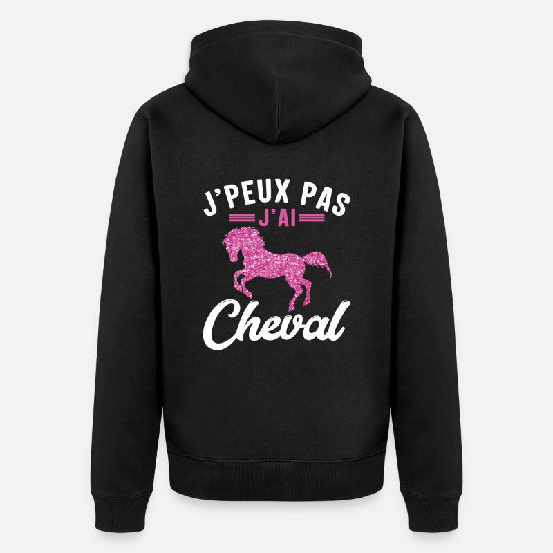 Je Peux Pas J'ai Cheval - Veste à capuche bio Premium Unisexe - noir
