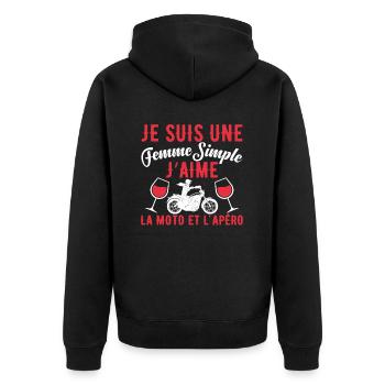 Femme Simple Qui Aime La Moto Et L'apéro - Veste à capuche bio Premium Unisexe - noir - Dos - Nico (187cm)