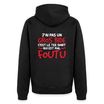 J'ai Pas Un Gros Bide - Veste à capuche bio Premium Unisexe - noir - Dos - Nico (187cm)