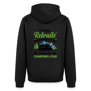 Un Retraité Avec Un Camping-car - Veste à capuche bio Premium Unisexe - noir - Dos - Nico (187cm)