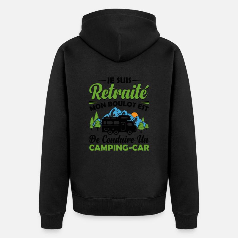 Un Retraité Avec Un Camping-car - Veste à capuche bio Premium Unisexe - noir