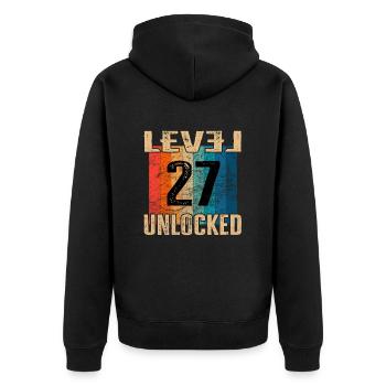 Birthday Happy Birthday Level Unlocked 27 years - Unisex Premium Organic Zip Hoodie - black - Back - Nico (187cm)