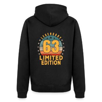 Birthday Legendary 63 Years Limited Edition - Unisex Premium Organic Zip Hoodie - black - Back - Nico (187cm)