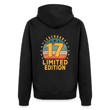 Anniversaire Légendaire 17 Ans Édition Limitée - Veste à capuche bio Premium Unisexe - noir - Dos - Nico (187cm)
