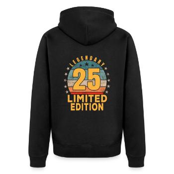 Birthday Legendary 25 Years Limited Edition - Unisex Premium Organic Zip Hoodie - black - Back - Nico (187cm)