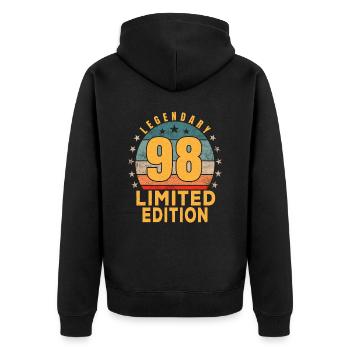 Birthday Legendary 98 Years Limited Edition - Unisex Premium Organic Zip Hoodie - black - Back - Nico (187cm)