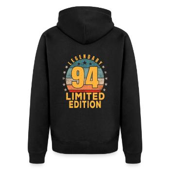 Birthday Legendary 94 Years Limited Edition - Unisex Premium Organic Zip Hoodie - black - Back - Nico (187cm)