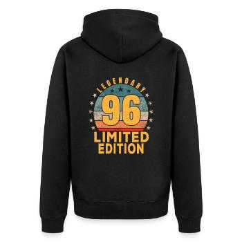 Birthday Legendary 96 Years Limited Edition - Unisex Premium Organic Zip Hoodie - black - Back - Nico (187cm)