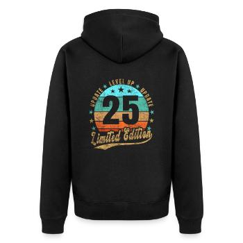 Mise à jour Level Up 25 Ans Édition Limitée Rétro - Veste à capuche bio Premium Unisexe - noir - Dos - Nico (187cm)