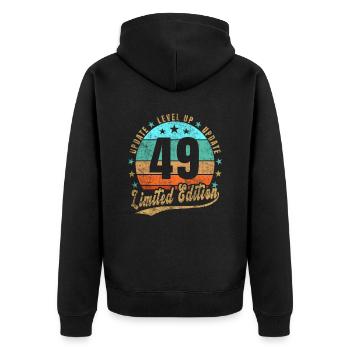 Mise à jour Level Up 49 Ans Édition Limitée Rétro - Veste à capuche bio Premium Unisexe - noir - Dos - Nico (187cm)