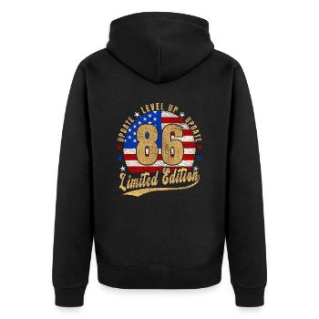 Mise à jour Level Up 86 Years Limited Edition USA - Veste à capuche bio Premium Unisexe - noir - Dos - Nico (187cm)