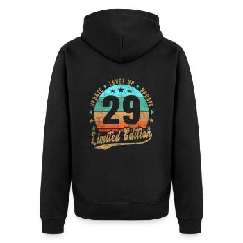 Mise à jour Level Up 29 Ans Édition Limitée Rétro - Veste à capuche bio Premium Unisexe - noir - Dos - Nico (187cm)