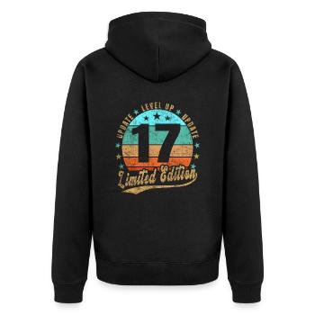 Mise à jour Level Up 17 Ans Édition Limitée Rétro - Veste à capuche bio Premium Unisexe - noir - Dos - Nico (187cm)