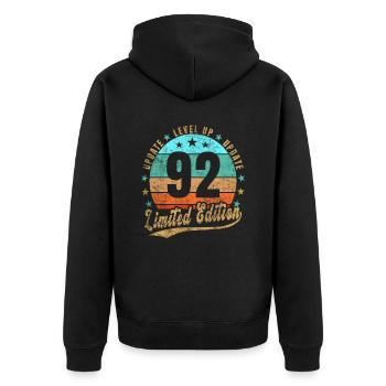 Update Level Up 92 Years Limited Edition Retro - Unisex Premium Organic Zip Hoodie - black - Back - Nico (187cm)