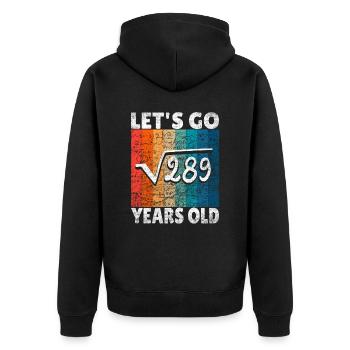 17e anniversaire - la racine de 289 = 17 ans - Veste à capuche bio Premium Unisexe - noir - Dos - Nico (187cm)