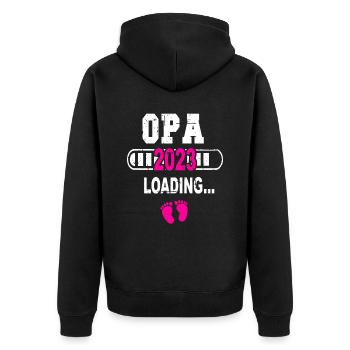 Opa Werdender Opa Schwangerschaft Verkündung - Unisex Premium Bio Zip Hoodie - Schwarz - Hinten - Nico (187cm)