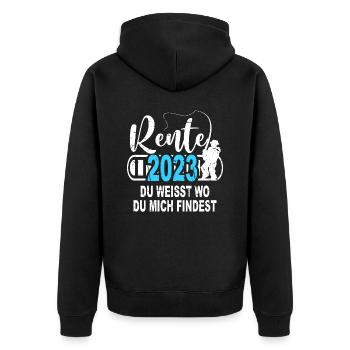 Rente Geschenk Angler Angeln Rentner Sprüche - Unisex Premium Bio Zip Hoodie - Schwarz - Hinten - Nico (187cm)