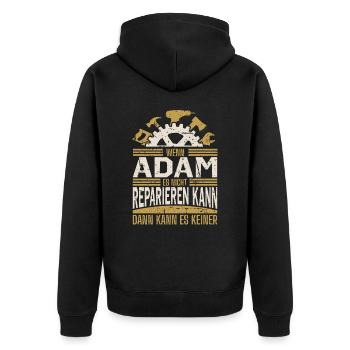 Adam Name Geschenk Geburtstag - Unisex Premium Bio Zip Hoodie - Schwarz - Hinten - Nico (187cm)