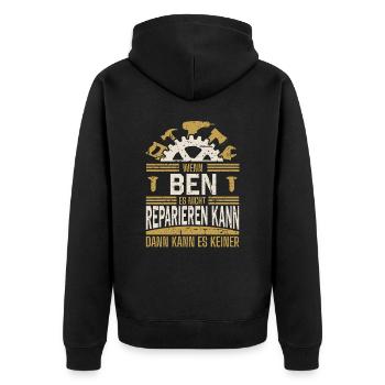 Ben Name Geschenk Geburtstag - Unisex Premium Bio Zip Hoodie - Schwarz - Hinten - Nico (187cm)
