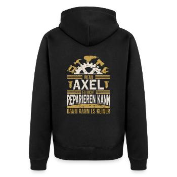 Axel Name Geschenk Geburtstag - Unisex Premium Bio Zip Hoodie - Schwarz - Hinten - Nico (187cm)