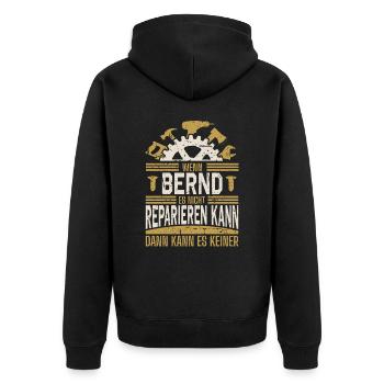 Bernd Name Geschenk Geburtstag - Unisex Premium Bio Zip Hoodie - Schwarz - Hinten - Nico (187cm)