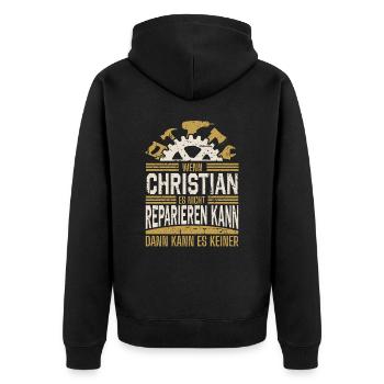 Christian Name Geschenk Geburtstag - Unisex Premium Bio Zip Hoodie - Schwarz - Hinten - Nico (187cm)