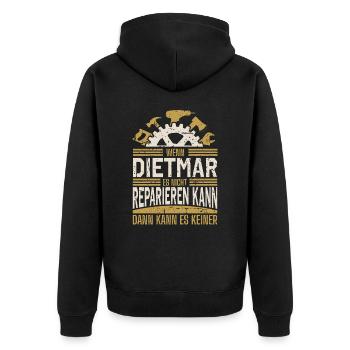 Dietmar Name Geschenk Geburtstag - Unisex Premium Bio Zip Hoodie - Schwarz - Hinten - Nico (187cm)