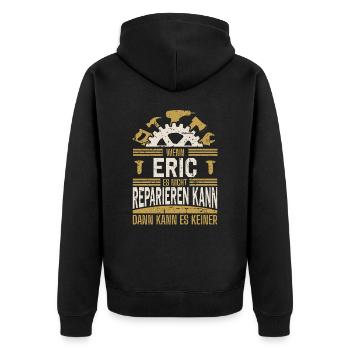 Eric Name Geschenk Geburtstag - Unisex Premium Bio Zip Hoodie - Schwarz - Hinten - Nico (187cm)