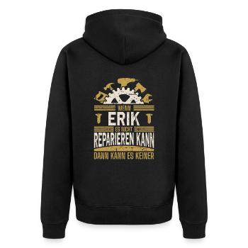 Erik Name Geschenk Geburtstag - Unisex Premium Bio Zip Hoodie - Schwarz - Hinten - Nico (187cm)
