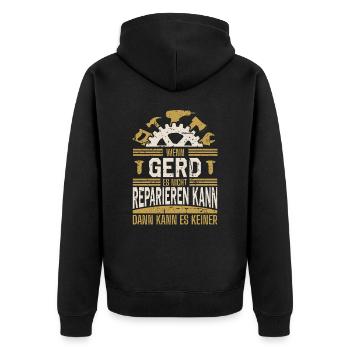 Gerd Name Geschenk Geburtstag - Unisex Premium Bio Zip Hoodie - Schwarz - Hinten - Nico (187cm)