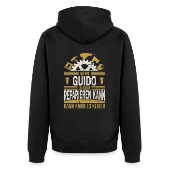Guido Name Geschenk Geburtstag - Unisex Premium Bio Zip Hoodie - Schwarz - Hinten - Nico (187cm)