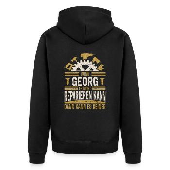 Georg Name Geschenk Geburtstag - Unisex Premium Bio Zip Hoodie - Schwarz - Hinten - Nico (187cm)