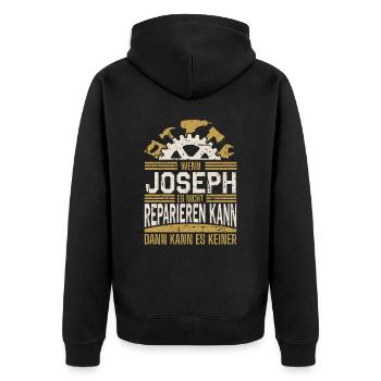 Joseph Name Geschenk Geburtstag - Unisex Premium Bio Zip Hoodie - Schwarz - Hinten - Nico (187cm)