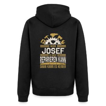Josef Name Geschenk Geburtstag - Unisex Premium Bio Zip Hoodie - Schwarz - Hinten - Nico (187cm)