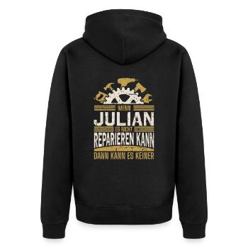 Julian Name Geschenk Geburtstag - Unisex Premium Bio Zip Hoodie - Schwarz - Hinten - Nico (187cm)