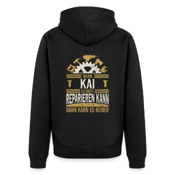 Kai Name Geschenk Geburtstag - Unisex Premium Bio Zip Hoodie - Schwarz - Hinten - Nico (187cm)