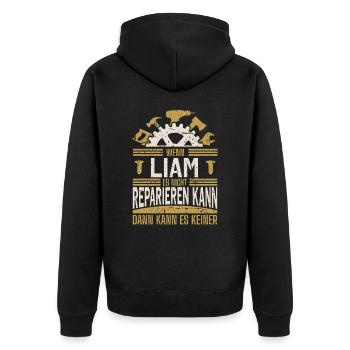Liam Name Geschenk Geburtstag - Unisex Premium Bio Zip Hoodie - Schwarz - Hinten - Nico (187cm)