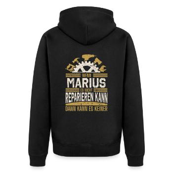 Marius Name Geschenk Geburtstag - Unisex Premium Bio Zip Hoodie - Schwarz - Hinten - Nico (187cm)