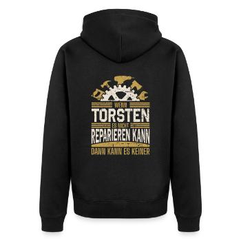 Torsten Name Geschenk Geburtstag - Unisex Premium Bio Zip Hoodie - Schwarz - Hinten - Nico (187cm)