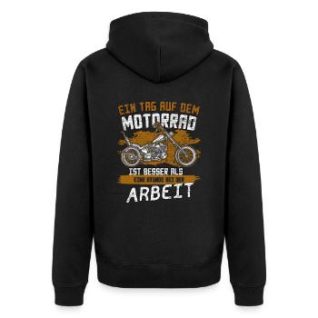 Ein Tag auf dem Motorrad. Biker Design. - Unisex Premium Bio Zip Hoodie - Schwarz - Hinten - Nico (187cm)