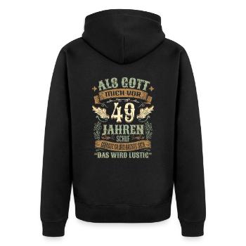 49 Geburtstag Geschenk Jahre Geburtstagsgeschenk - Unisex Premium Bio Zip Hoodie - Schwarz - Hinten - Nico (187cm)
