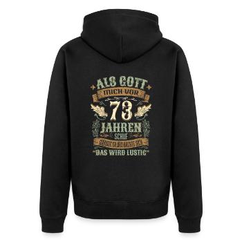 73 Geburtstag Geschenk Jahre Geburtstagsgeschenk - Unisex Premium Bio Zip Hoodie - Schwarz - Hinten - Nico (187cm)