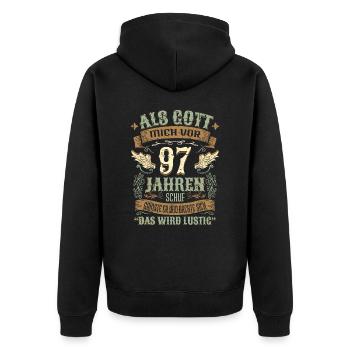 97 Geburtstag Geschenk Jahre Geburtstagsgeschenk - Unisex Premium Bio Zip Hoodie - Schwarz - Hinten - Nico (187cm)