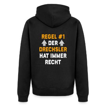 Drechsler Geschenk Geburtstag Spruch - Unisex Premium Bio Zip Hoodie - Schwarz - Hinten - Nico (187cm)