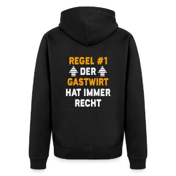 Gastwirt Geschenk Geburtstag Spruch - Unisex Premium Bio Zip Hoodie - Schwarz - Hinten - Nico (187cm)