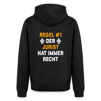 Jurist Geschenk Geburtstag Spruch - Unisex Premium Bio Zip Hoodie - Schwarz - Hinten - Nico (187cm)
