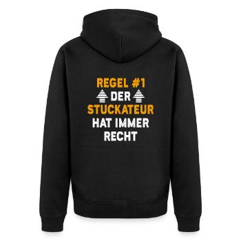 Stuckateur Geschenk Geburtstag Spruch - Unisex Premium Bio Zip Hoodie - Schwarz - Hinten - Nico (187cm)