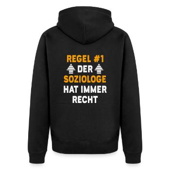 Soziologe Geschenk Geburtstag Spruch - Unisex Premium Bio Zip Hoodie - Schwarz - Hinten - Nico (187cm)