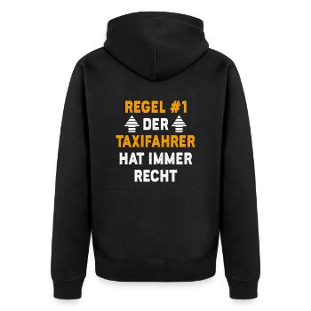 Taxifahrer Geschenk Geburtstag Spruch - Unisex Premium Bio Zip Hoodie - Schwarz - Hinten - Nico (187cm)