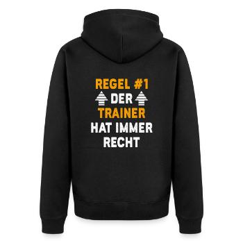Trainer Geschenk Geburtstag Spruch - Unisex Premium Bio Zip Hoodie - Schwarz - Hinten - Nico (187cm)